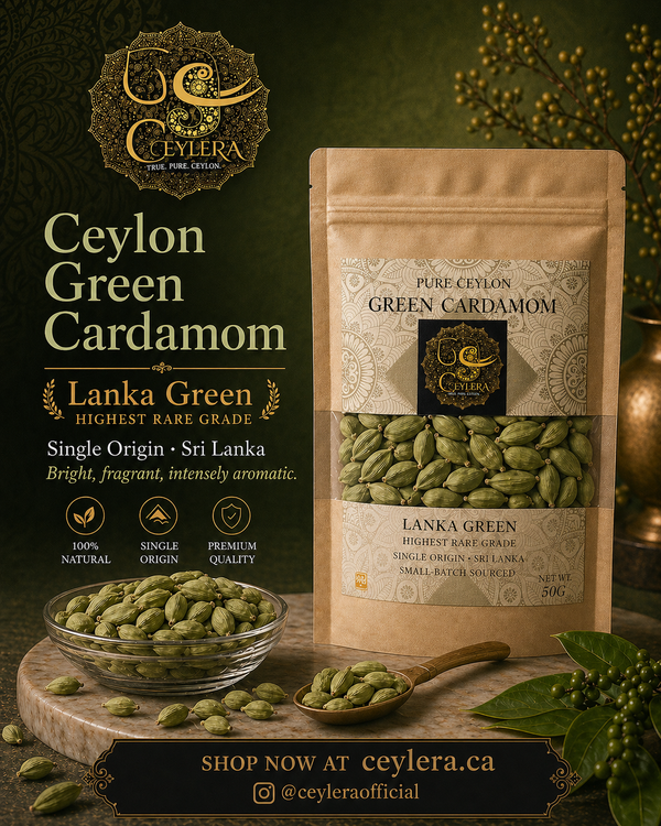 Ceylera Reserve green cardamom pods – export grade, fragrant Sri Lankan spice
