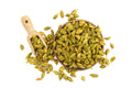 Green cardamom pods and seeds – aromatic spice for tea, desserts and rice dishes